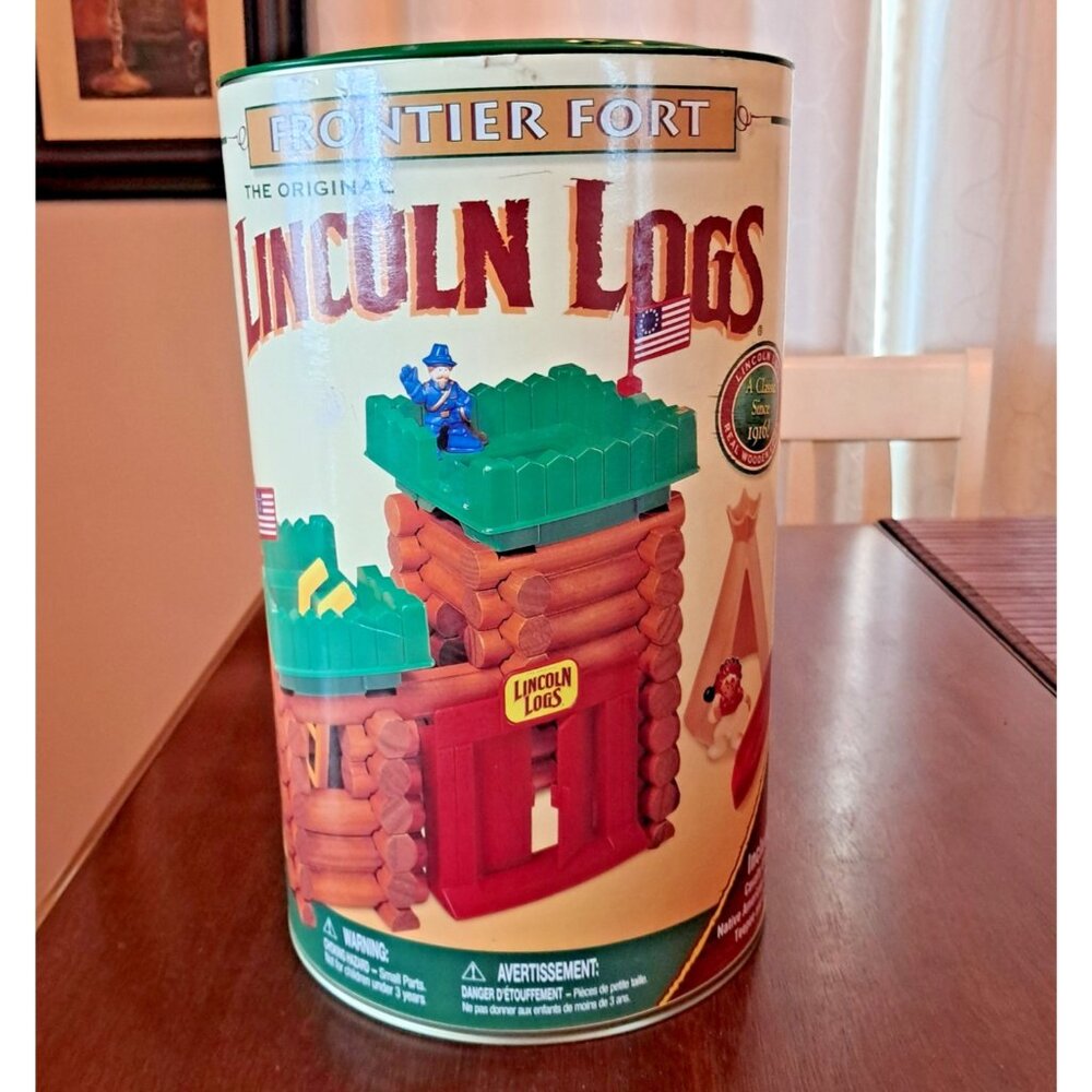 Lincoln Logs Frontier Fort WOODEN Set #00905 - 2000 Vintage -  Missing Canoe